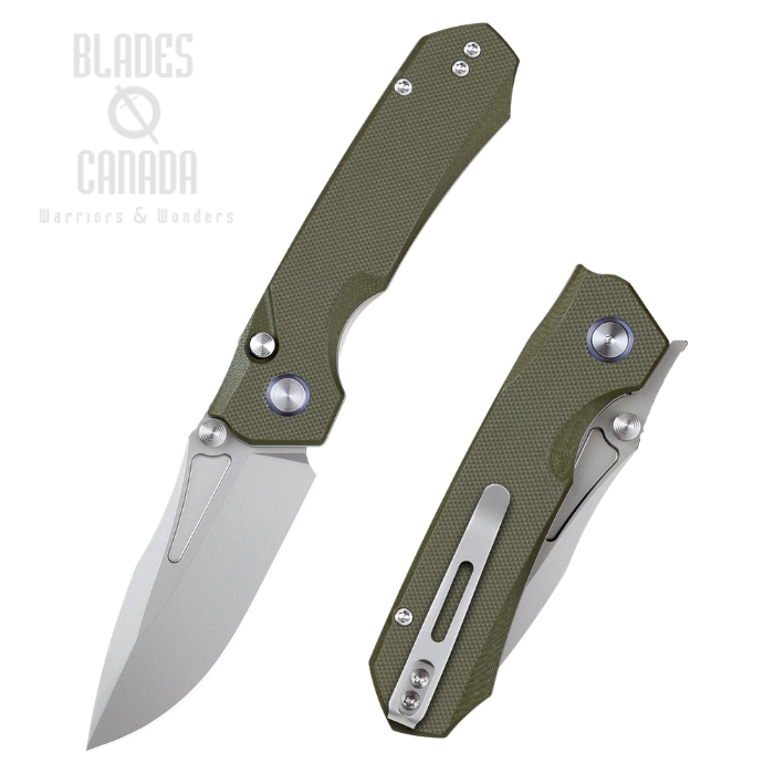 (image for) Remette RT-Rhino Button Lock Folding Knife, D2 Steel, G10 OD Green, RNDG2
