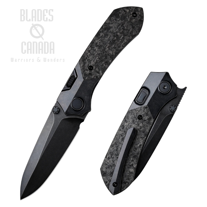 (image for) Remette RT-Meteor Button Lock Folding Knife, M390 Dark SW, Titanium/CF, RTPT-ELD