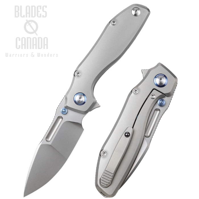 Remette TwoFace Flipper Framelock Knife, M390 Pearlescent, Titanium Sand Blast, RMTDSTFA