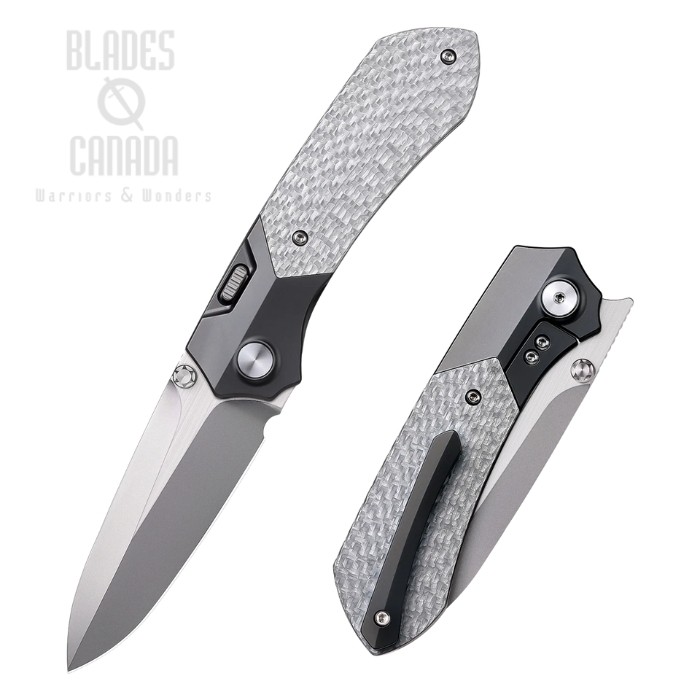 Remette RT-Meteor Button Lock Folding Knife, M390 Satin, Titanium/CF, RTPT-B (image for) Remette RT-Meteor Button Lock Folding Knife, M390 Satin, Titanium/CF, RTPT-B
