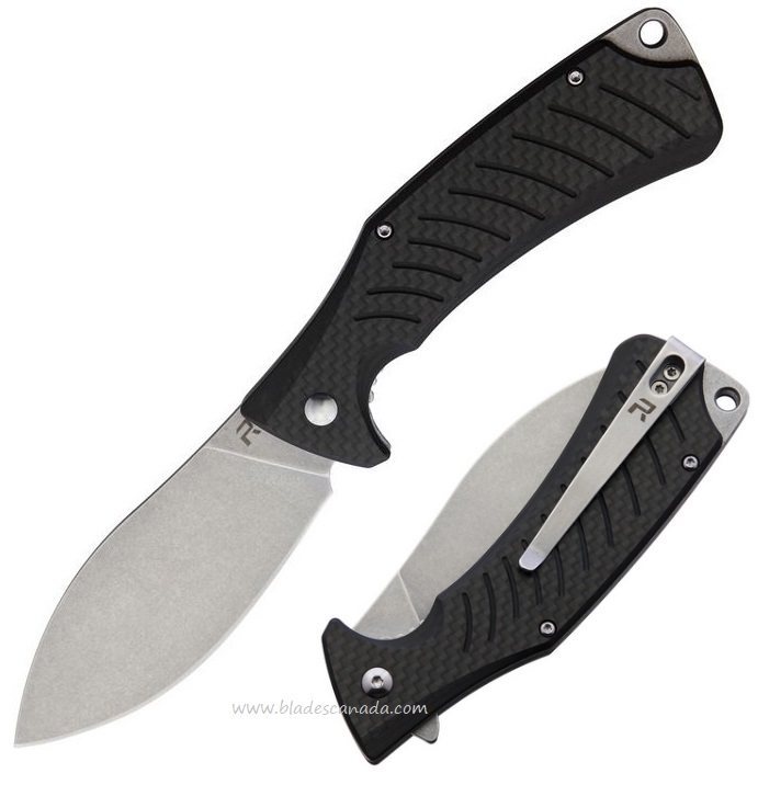 Revo Ness Flipper Folding Knife, D2 Steel, Carbon Fiber, REV008CF - Click Image to Close