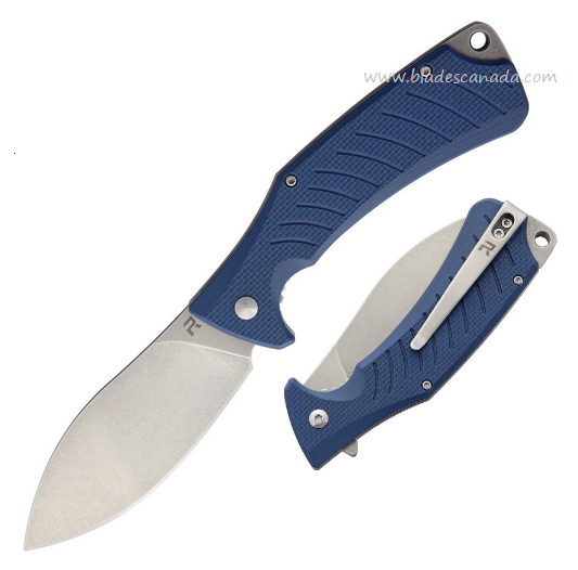 Revo Ness Flipper Folding Knife, Stainless Steel SW, G10 Blue, REV008GRY