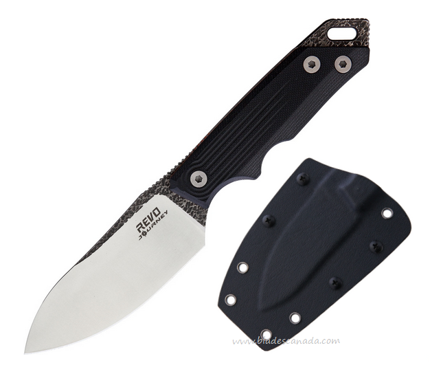 Revo RJ1 Journey Fixed Blade Knife, Satin Blade, G10 Black, 009BLK