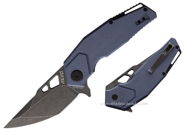Revo Berserk Carry Flipper Folding Knife, Black SW Blade, G10 Blue-Gray, BERCARGRY