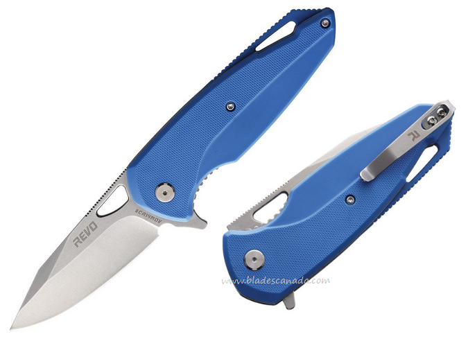 Revo Vipera XL Flipper Folding Knife, Assisted Opening, G10 Blue, VIPXLBLU