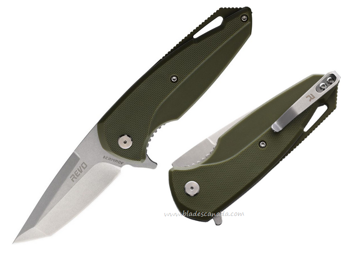 Revo Vipera XL Flipper Folding Knife, SW Blade, G10 Green, VIPXLTODG