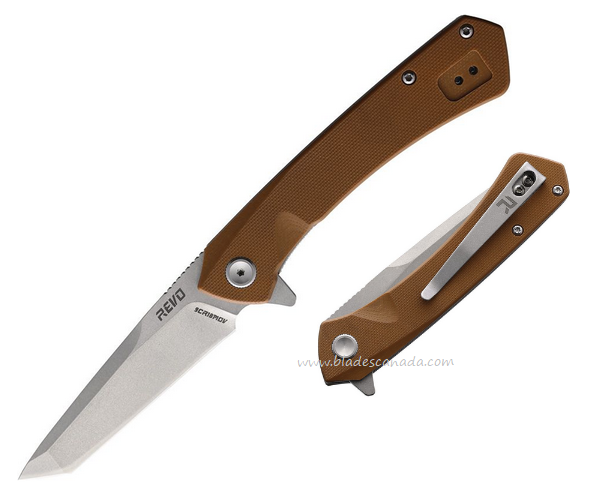 Revo Warden 2 Flipper Folding Knife, Assisted Opening, Tanto, G10 Tan, WARDENTTAN