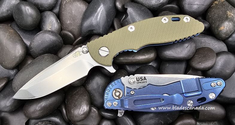 Hinderer XM-18 3.0 Spanto Tri-Way Stonewash Blue - OD Green G10