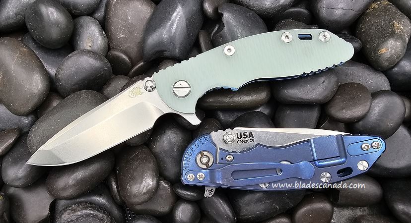 Hinderer XM-18 3.0 Spanto Tri-Way Stonewash Blue - Translucent Green G10