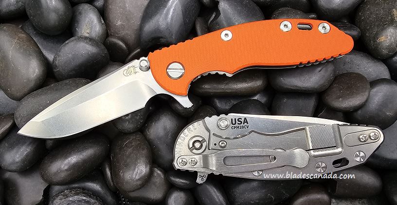 Hinderer XM-18 3.0 Spanto Tri-Way Stonewash - Orange G10