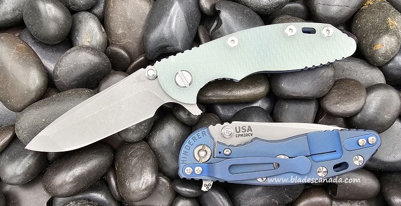 Hinderer XM-18 3.0 Spanto Tri-Way Battle Blue - Translucent Green G10