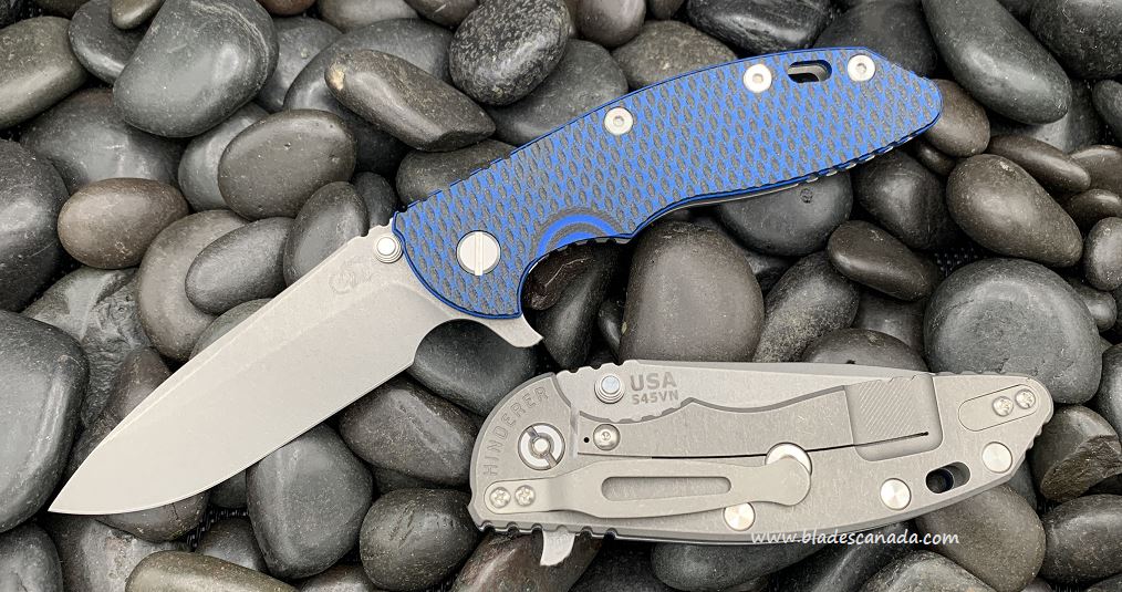 Hinderer XM-18 3.5 S45VN Spearpoint Tri-Way Working Finish - Blue/Black G10