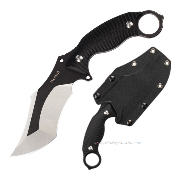 Ruike F181B1 Fixed Blade Knife, 14C28N Two-Tone, G10 Black