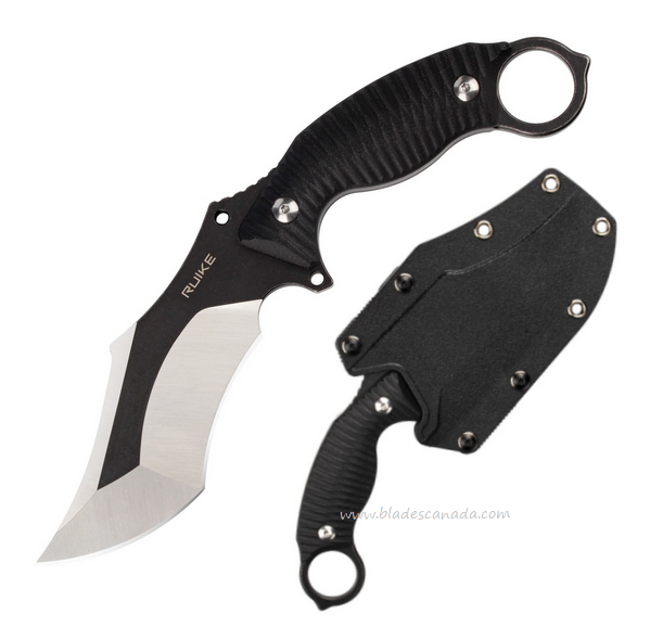 Ruike F181B1 Fixed Blade Knife, 14C28N Two-Tone, G10 Black, F181B1