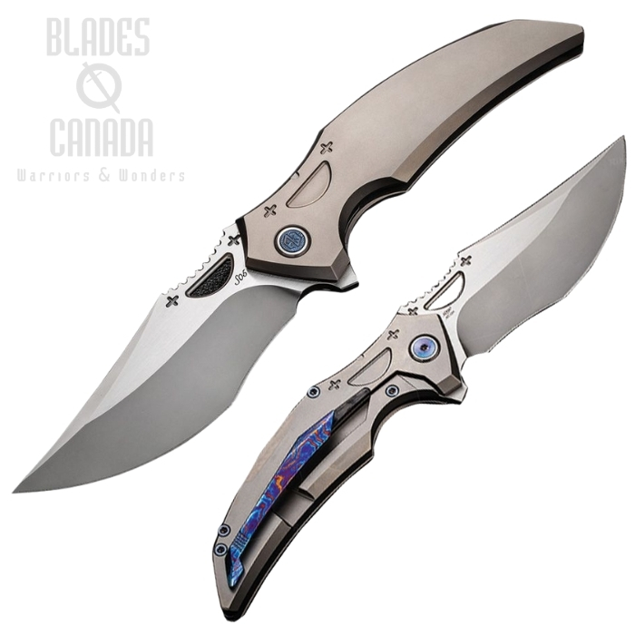 Rike Knife, S05 Flipper Framelock Knife, M390 Satin, Titanium Grey, RKS05P