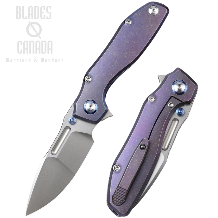 Remette TwoFace Flipper Framelock Knife, M390 Pearlescent, Titanium Purple, RMTDSTFB