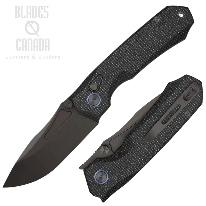 Remette Rhino Button Lock Folding Knife, 14C28N Black SW, Micarta Black, RMTMC25B Remette Rhino Button Lock Folding Knife, 14C28N Black SW, Micarta Black, RMTMC25B