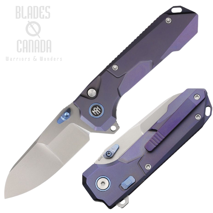(image for) Remette Cosmic Flipper Button Lock Knife, 14C28N Sandvik Pearlescent, Titanium Purple, RTCO-TB