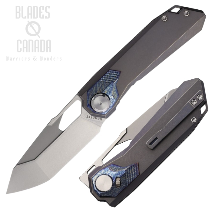 Remette Peregrine Falcon Button Folding Knife, M390 Pearlescent, Titanium w/Lightning Strike Accents, RMTRTT1TGX