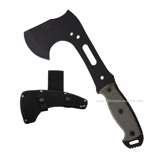 OKC Ranger Hawk Axe, 1095HC Black, Micarta Green, Nylon Sheath, 9425
