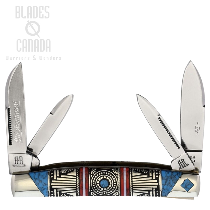 Rough Ryder Old Southwest Congress Slipjoint Folding Knife, Stainless, Stone Red/Blue, RR1757
