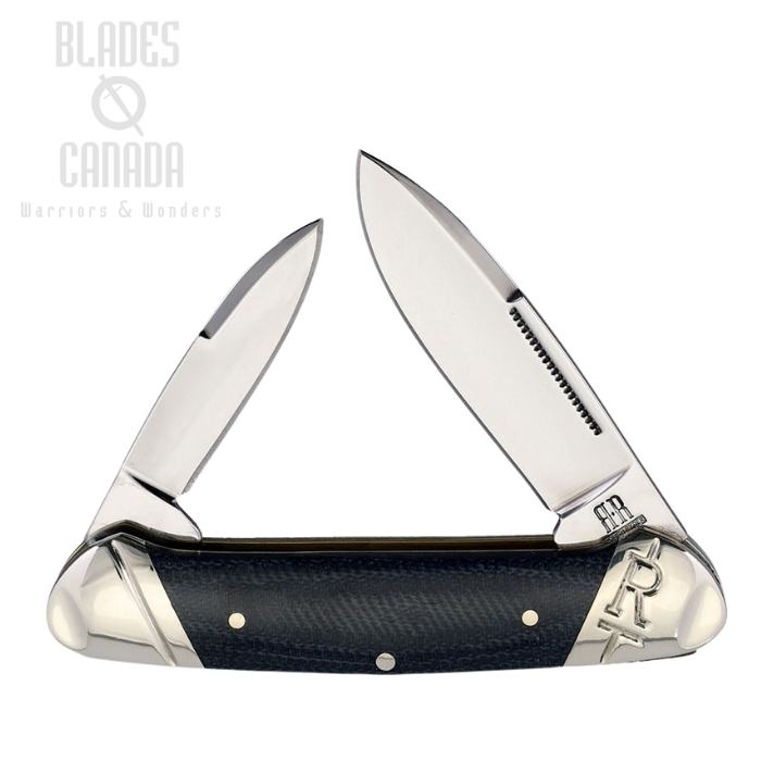 Rough Ryder Denim Canoe Slipjoint Folding Knife, T10 Carbon Steel, Micarta Denim, RR2184
