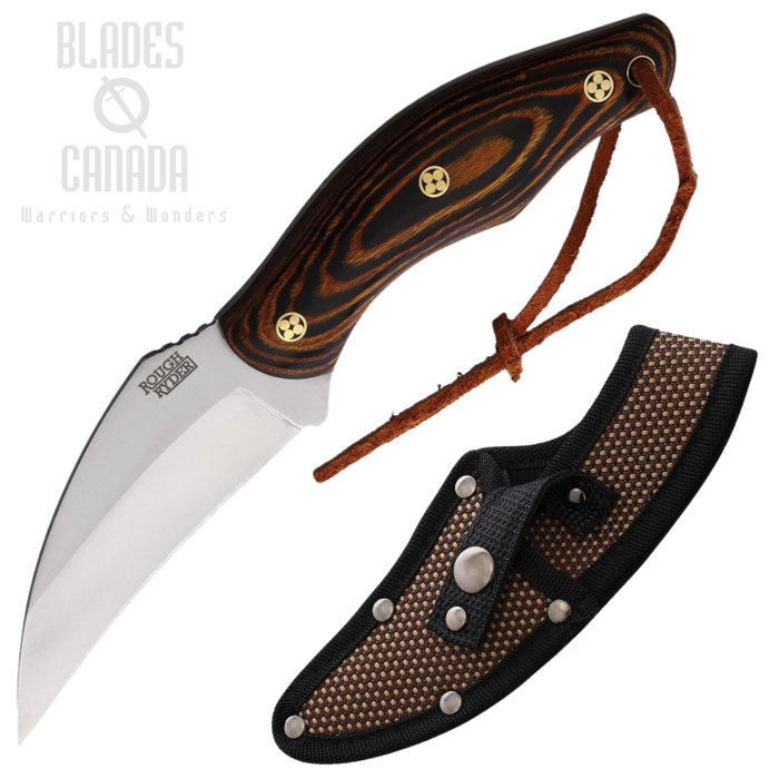 Rough Ryder Fixed Blade Knife, Stainless Satin, Pakkawood Handle, Nylon Sheath, RR2584