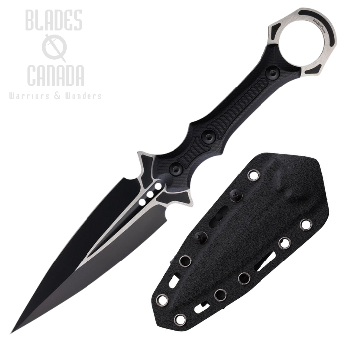 Rough Ryder Fixed Blade Dagger Knife, Stainless Two-Tone, G10 Black, Kydex Sheath, RR2615