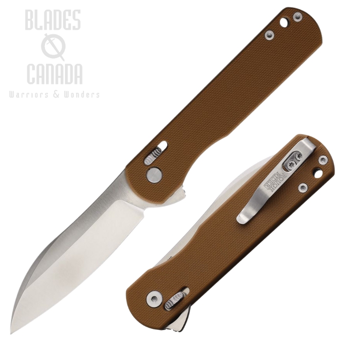 Rough Ryder Flipper Slide Lock Folding Knife, D2 Satin, G10 Tan, RR2719