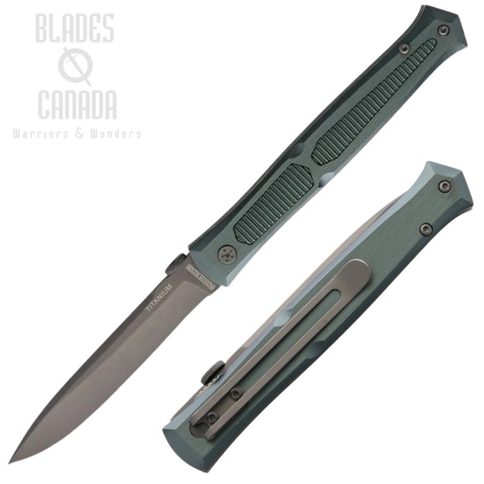Rough Ryder Folding Knife, Stainless Gray, Aluminum Green, RR1859