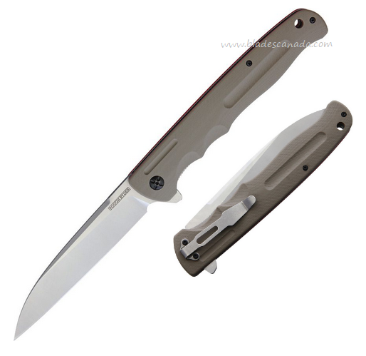 Rough Ryder Flipper Folding Knife, Carbon Steel Satin, G10 Tan, 2080
