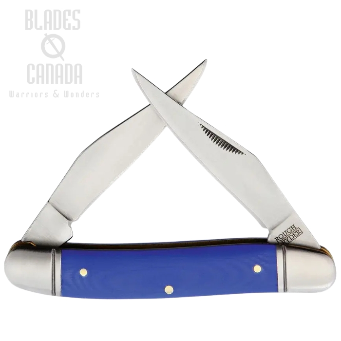 Rough Ryder Muskrat Slipjoint Folding Knife, Stainless Blades, G10 Blue, RR2170