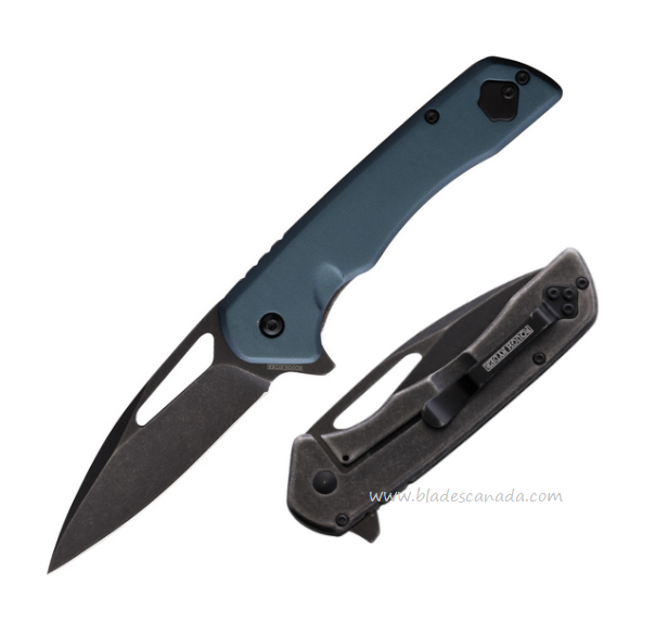Rough Ryder Night Out Flipper Framelock Knife, Stainless Black SW, Aluminum Blue, RR2251