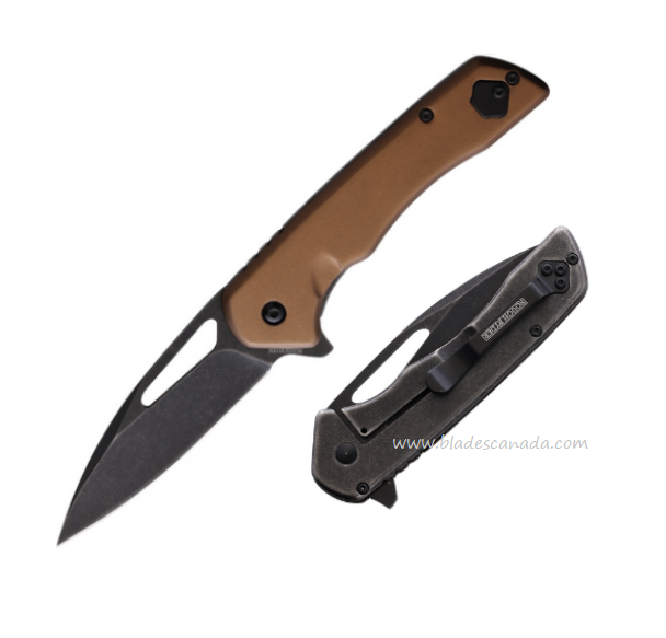 Rough Ryder Night Out Flipper Framelock Knife, Stainless Black SW, Aluminum Tan, RR2252