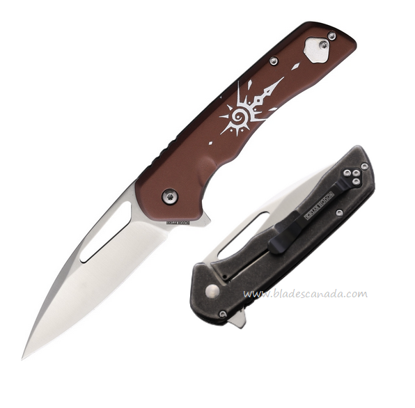 Rough Ryder Night Out Flipper Framelock Knife, Stainless Satin, Aluminum Brown, RR2253