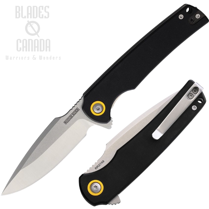 (image for) Rough Rider Flipper Folding Knife, Stainless SW/Satin, G10 Black, RR2749