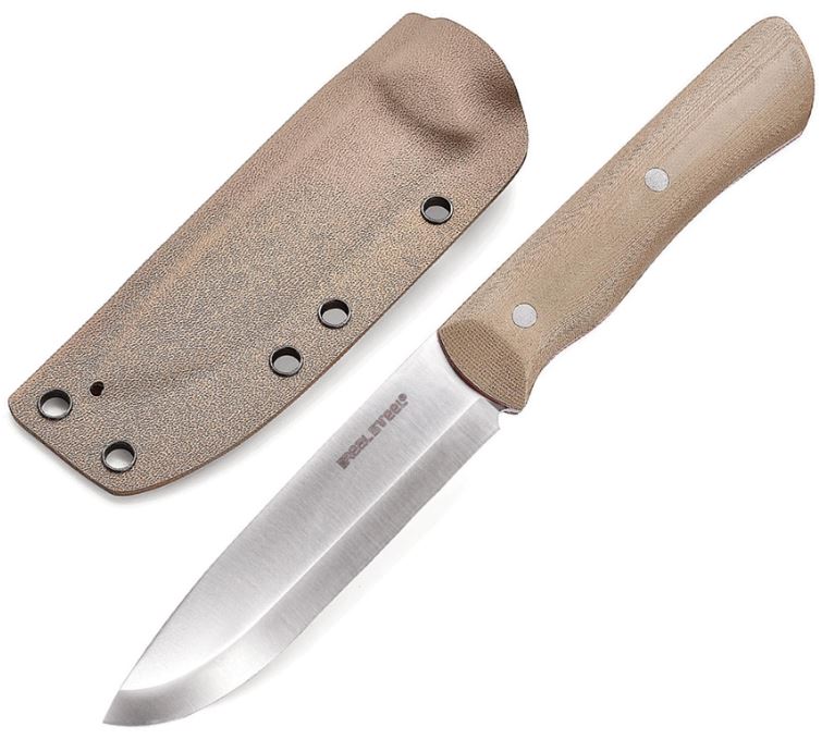 Real Steel Bushcraft III Fixed Blade Knife, D2 Scandi, G10 Coyote, 3726