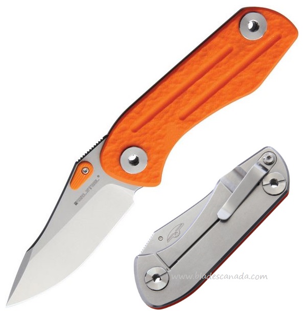 Real Steel Precision Framelock Folding Knife, 14C28N, G10 Orange, 5122