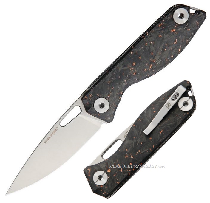 Real Steel Sidus Folding Knife, D2 Steel, Copper Shred Carbon Fiber, 7463 - Click Image to Close