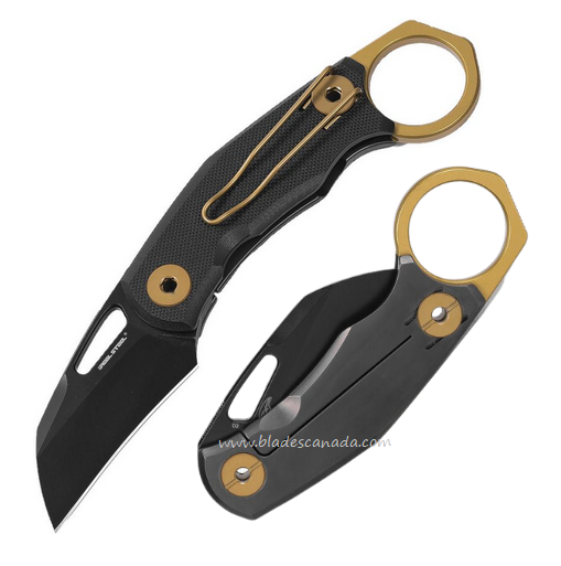 Real Steel Shade Framelock Folding Knife, D2 Black, G10 Black/Titanium Black, Bronze Hardware, RS7914