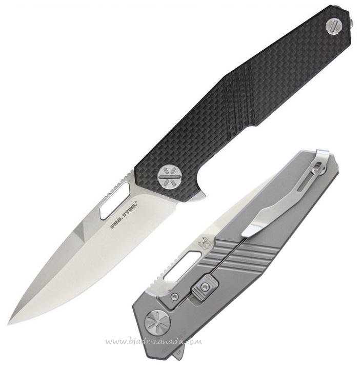 Real Steel Harvan Flipper Framelock Knife, S35VN, Carbon Fiber/Titanium, 9441
