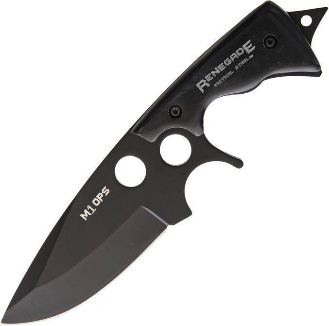 Renegade Tactical M1OPS Fighter Knife w/Leather Sheath, RT166 - Click Image to Close