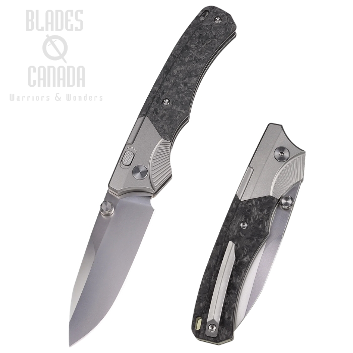 (image for) Remette Button Lock Folding Knife, M390, Titanium/Carbon Fiber, WD107