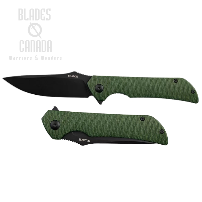 Ruike P123-MB Flipper Folding Knife, 14C28N Black, Micarta Green, P123-MG