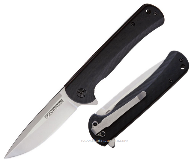 Rough Ryder Flipper Folding Knife, Carbon Satin, G10 Black, RR2081