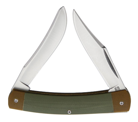 Rough Ryder Moose Slipjoint Folding Knife, Stainless Satin, G10 Green/Tan, RR2085