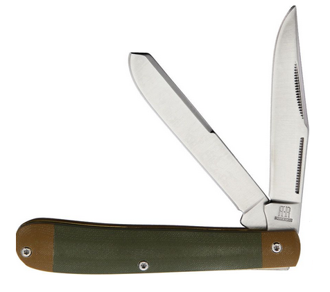 Rough Ryder Trapper Slipjoint Folding Knife, Stainless Satin, G10 Green/Tan, RR2086