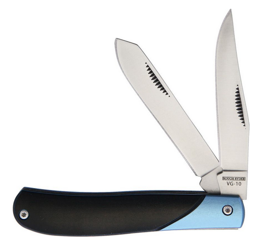 Rough Ryder Trapper Slipjoint Folding Knife, VG10, Aluminum Black/Blue, RR2101