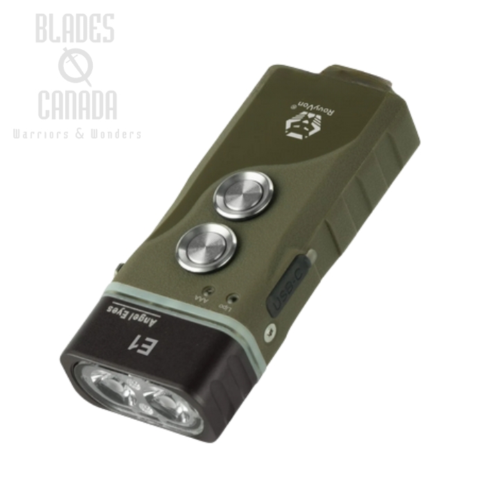 (image for) Rovyvon E1 Hybrid Pocket Flashlight, Polymer Green Body, 4000K Warm White, 500 Lumens