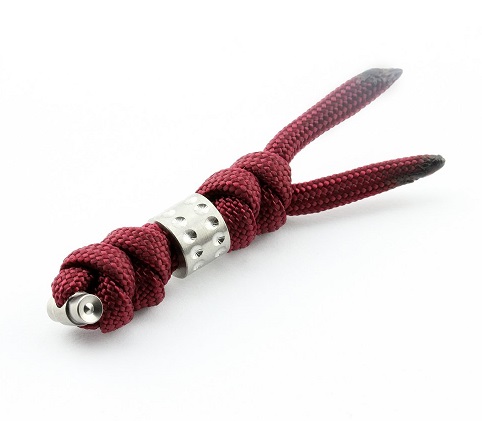 Chris Reeve Sebenza Small Lanyard, Burgundy, Silver Dot Bead - Click Image to Close